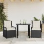 Set comedor de jardín 3 pzas con cojines ratán sintético negro en Conjuntos de jardín | Comprar online en Foru.es