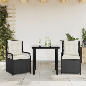 Set comedor de jardín 3 pzas con cojines ratán sintético negro en Conjuntos de jardín | Comprar online en Foru.es