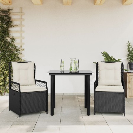 Set comedor de jardín 3 pzas con cojines ratán sintético negro en Conjuntos de jardín | Comprar online en Foru.es
