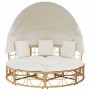 Tumbona cama de jardín con capota y cojines ratán PE de , Camas para exteriores - Ref: Foro24-4108235, Precio: 429,25 €, Desc...