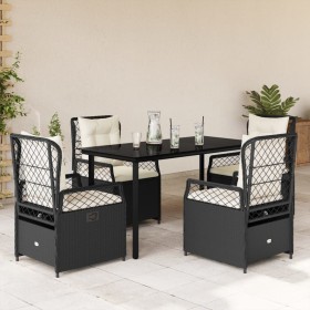 Set de muebles jardín 5 pzas con cojines ratán sintético negro en Conjuntos de jardín | Comprar online en Foru.es