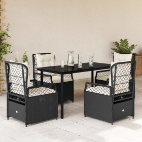 Set de muebles jardín 5 pzas con cojines ratán sintético negro en Conjuntos de jardín | Comprar online en Foru.es