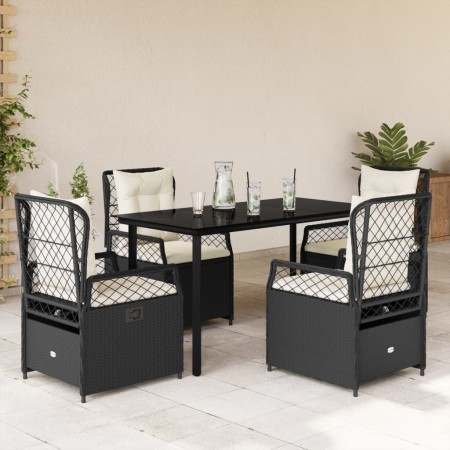 Set de muebles jardín 5 pzas con cojines ratán sintético negro en Conjuntos de jardín | Comprar online en Foru.es
