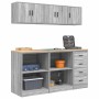 Armarios 6 uds para garaje madera ingeniería gris sonoma de , Armarios industriales - Ref: Foro24-3328355, Precio: 304,57 €, ...