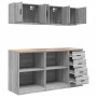 Armarios 6 uds para garaje madera ingeniería gris sonoma de , Armarios industriales - Ref: Foro24-3328355, Precio: 304,57 €, ...