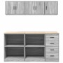 Armarios 6 uds para garaje madera ingeniería gris sonoma de , Armarios industriales - Ref: Foro24-3328355, Precio: 304,57 €, ...