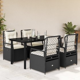 Set de muebles jardín 5 pzas con cojines ratán sintético negro en Conjuntos de jardín | Comprar online en Foru.es