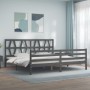 Estructura de cama con cabecero madera maciza gris 200x200 cm de vidaXL, Camas y somieres - Ref: Foro24-3194398, Precio: 174,...