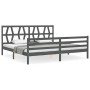 Estructura de cama con cabecero madera maciza gris 200x200 cm de vidaXL, Camas y somieres - Ref: Foro24-3194398, Precio: 174,...