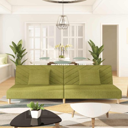Sofá cama de 2 plazas con dos almohadas tela verde de , Sofás - Ref: Foro24-375894, Precio: 245,46 €, Descuento: %