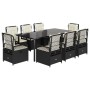 Set de comedor de jardín 9 pzas y cojines ratán sintético negro en Conjuntos de jardín | Comprar online en Foru.es