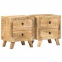Mesilla de noche 2 uds 40x32x46 cm madera mango rugosa de , Mesitas de noche - Ref: Foro24-4104512, Precio: 233,15 €, Descuen...