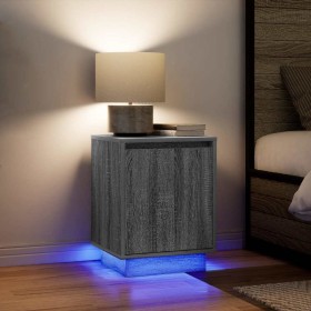 Mesillas de noche con luces LED 2 uds gris sonoma 38x34x50 cm de , Mesitas de noche - Ref: Foro24-861276, Precio: 86,64 €, De...