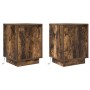 Mesillas de noche con luces LED 2 uds roble ahumado 38x34x50 cm de , Mesitas de noche - Ref: Foro24-861274, Precio: 82,61 €, ...