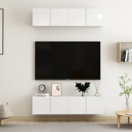 Muebles de salón TV 4 pzas madera ingeniería gris brillo de , Muebles TV - Ref: Foro24-3079269, Precio: 166,91 €, Descuento: %