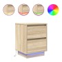 Mesillas de noche con luces LED 2 uds roble sonoma 38x34x50 cm de , Mesitas de noche - Ref: Foro24-861288, Precio: 100,62 €, ...