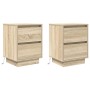 Mesillas de noche con luces LED 2 uds roble sonoma 38x34x50 cm de , Mesitas de noche - Ref: Foro24-861288, Precio: 100,62 €, ...