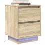Mesillas de noche con luces LED 2 uds roble sonoma 38x34x50 cm de , Mesitas de noche - Ref: Foro24-861288, Precio: 100,62 €, ...