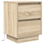Mesillas de noche con luces LED 2 uds roble sonoma 38x34x50 cm de , Mesitas de noche - Ref: Foro24-861288, Precio: 100,62 €, ...