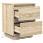 Mesillas de noche con luces LED 2 uds roble sonoma 38x34x50 cm de , Mesitas de noche - Ref: Foro24-861288, Precio: 100,62 €, ...