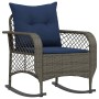 Silla mecedora de jardín con cojines ratán sintético gris de , Sillas de jardín - Ref: Foro24-4104200, Precio: 113,43 €, Desc...