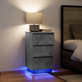 Mesilla de noche con luces LED gris hormigón 38x34x65 cm de , Mesitas de noche - Ref: Foro24-861304, Precio: 80,79 €, Descuen...
