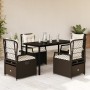 Set comedor de jardín 5 piezas y cojines ratán sintético marrón en Conjuntos de jardín | Comprar online en Foru.es