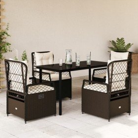 Set comedor de jardín 5 piezas y cojines ratán sintético marrón en Conjuntos de jardín | Comprar online en Foru.es