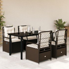 Set comedor de jardín 5 piezas y cojines ratán sintético marrón en Conjuntos de jardín | Comprar online en Foru.es