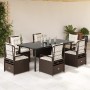 Set comedor de jardín 7 pzas con cojines ratán sintético marrón en Conjuntos de jardín | Comprar online en Foru.es
