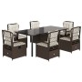 Set comedor de jardín 7 pzas con cojines ratán sintético marrón en Conjuntos de jardín | Comprar online en Foru.es