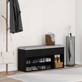 Banco zapatero roble negro 102x30,5x45 cm madera de ingeniería de , Zapateros y organizadores de calzado - Ref: Foro24-859137...