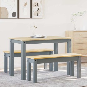 Juego de comedor Panama 3 pzas madera maciza de pino gris de , muebles para cocinas y comedores - Ref: Foro24-3345165, Precio...