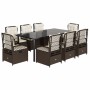 Set comedor para jardín 9 pzas y cojines ratán sintético marrón en Conjuntos de jardín | Comprar online en Foru.es
