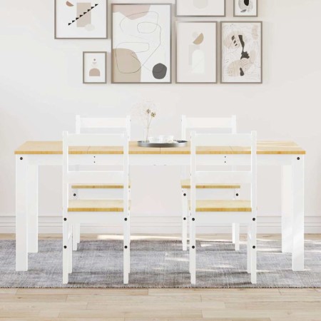 Juego de comedor Panama 5 pzas madera maciza de pino blanco de , muebles para cocinas y comedores - Ref: Foro24-3345190, Prec...