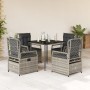 Set comedor de jardín 5 piezas con cojines ratán sintético gris en Conjuntos de jardín | Comprar online en Foru.es