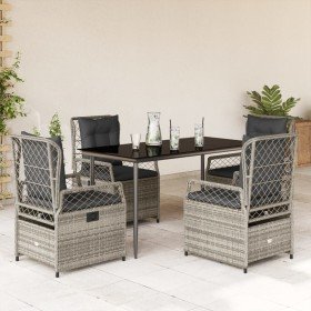 Set comedor de jardín 5 piezas con cojines ratán sintético gris en Conjuntos de jardín | Comprar online en Foru.es