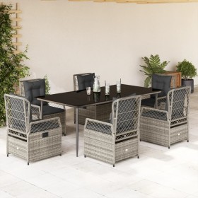 Set comedor jardín 7 pzas y cojines ratán sintético gris en Conjuntos de jardín | Comprar online en Foru.es