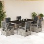 Set comedor jardín 7 pzas y cojines ratán sintético gris en Conjuntos de jardín | Comprar online en Foru.es