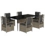 Set comedor jardín 7 pzas y cojines ratán sintético gris en Conjuntos de jardín | Comprar online en Foru.es