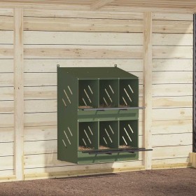 Nido para gallinas con 6 compartimentos de metal verde oliva de , Jaulas y habitáculos para animales pequeños - Ref: Foro24-8...