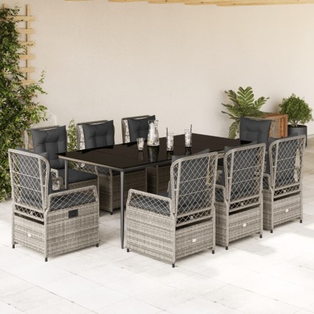 Set comedor jardín 9 pzas y cojines ratán sintético gris en Conjuntos de jardín | Comprar online en Foru.es