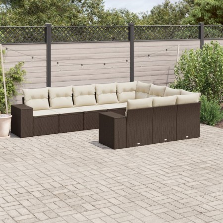 Set de sofás de jardín 10 pzas y cojines ratán sintético marrón de , Conjuntos de jardín - Ref: Foro24-3255430, Precio: 649,8...