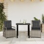 Set comedor de jardín 3 piezas con cojines ratán sintético gris en Conjuntos de jardín | Comprar online en Foru.es
