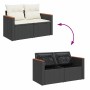 Set sofás jardín y cojines 7 pzas ratán sintético acacia negro de , Conjuntos de jardín - Ref: Foro24-3327444, Precio: 470,13...