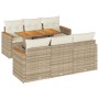 Set sofás jardín y cojines 7 pzas ratán sintético acacia beige de , Conjuntos de jardín - Ref: Foro24-3327446, Precio: 595,86...