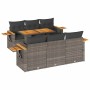 Set sofás jardín y cojines 7 pzas ratán sintético acacia gris de , Conjuntos de jardín - Ref: Foro24-3327560, Precio: 533,10 ...