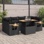 Set sofás jardín y cojines 7 pzas ratán sintético acacia negro de , Conjuntos de jardín - Ref: Foro24-3327562, Precio: 571,36...