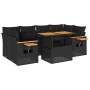 Set sofás jardín y cojines 7 pzas ratán sintético acacia negro de , Conjuntos de jardín - Ref: Foro24-3327562, Precio: 571,36...
