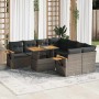 Set sofás jardín y cojines 9 pzas ratán sintético acacia gris de , Conjuntos de jardín - Ref: Foro24-3327581, Precio: 606,84 ...